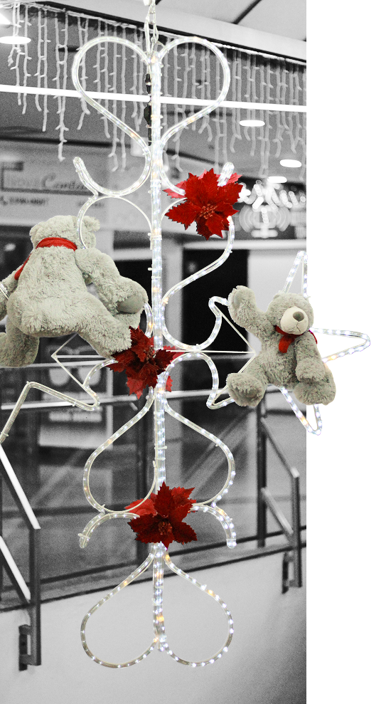 Decoração de teto iluminada, com ursos de pelúcia